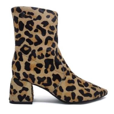 Imagem de Bota Bottero Cano Curto Couro Salto Animal Print Leopardo-Feminino