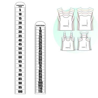 Imagem de Reguas corte escala de costura 1/3,3 e 1/2 acrílico 2 peças - Levolpe