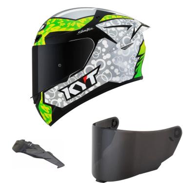 Imagem de Capacete Kyt Tt Course Arbolino Verde Mais Viseira Fumê e Spoiler Fumê