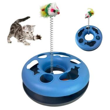 Imagem de Brinquedo de Pet Gato Felino Ratinho Mola Bola Guizo Animal de Estimaç