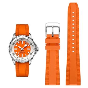 Imagem de Pulseira de borracha FKM para relógios Breitling Superocean com fivela, pulseiras de borracha para relógios Breitling Professional (laranja, 22 mm)