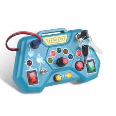 Imagem de Controle Montessori Pedagógico Botões Chave Plug Luzes Led, Brinquedo Montessori Placa Sensorial Educativa