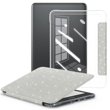 Imagem de E NET-CASE Capa para leitores de eBooks de 7 polegadas lançado em 2024, capa traseira transparente de couro PU durável com despertar automático para dormir, branca