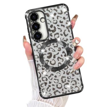 Imagem de Fiyart Capa projetada para Samsung Galaxy S24 FE, compatível com MagSafe Cheetah Print Plating Proteção da câmera com glitter magnético transparente leopardo para mulheres meninas telefone bumper 17.0