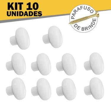 Imagem de Kit 10 Puxadores Móveis Porta Gaveta Vitória Branco Luxo - ARENA