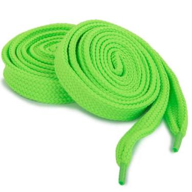 Imagem de 1 par de Cadarço Chato tênis Poliéster 1,40 Verde Neon - Home Goods