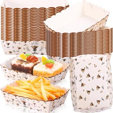 Imagem de Blushtier Pacote com 60 bandejas de papel para festa com arco de martini, pratos mais antigos, expresso, martini, barcos descartáveis, bandejas de servir lanches para batatas fritas, nachos
