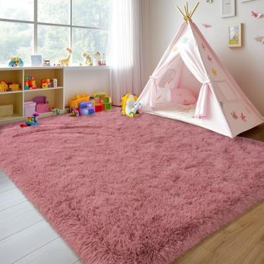Imagem de Ailyei Tapetes ultramacios para sala de estar, 15 x 23 cm, rosa blush, grande, grande, felpudo para quarto de meninas, crianças, tapete de pelúcia moderno e fofo para decoração de quarto, dormitório