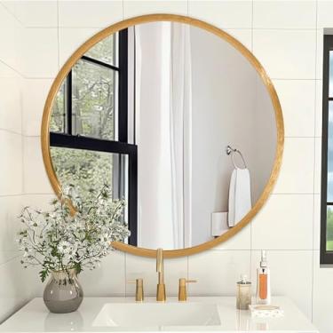 Imagem de AOAOPQ Espelho circular de moldura fosca pequena para parede espelho redondo para banheiro entrada sala de estar corredor quarto espelho dourado vaidade de entrada