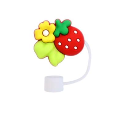 Imagem de Tampa Protetora de Silicone para Canudo 10mm, Acessórios para Copo Garrafa Stanley (MORANGO 1)