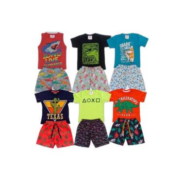 Imagem de Kit Roupa Infantil Menino Lote Atacado Barato 12 Peças 6 Conjunto Tam 