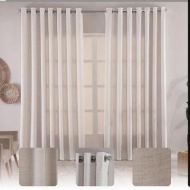 Imagem de Cortina Para Janela 3,00x2,60 Sala Quarto Tecido Linho - ENTROU COMPRO