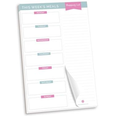 Imagem de bloom daily planners Bloco de planejamento semanal de refeições – Planejador de menu magnético com listas perfuradas de compras de supermercado – 15 x 23 cm