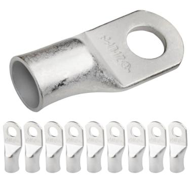 Imagem de SELTERM 10 peças de terminais de fio de cobre estanhado 4/0 AWG 1/5.1 cm, terminais de anel, terminais de cabo de bateria, conectores de terminal de anel de calibre 0000, terminais elétricos de grau