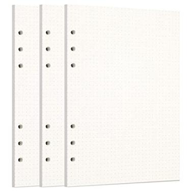 Imagem de Zelten Pacote com 3 refis de papel perfurado com folhas soltas pontilhadas A5, 135 folhas/270 páginas, para fichário de 6 furos, organizador pessoal, diário, agenda recarregável