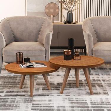 Imagem de Conjunto De Mesas De Centro Luma Redondas Tripé Pés Palito Decorativas