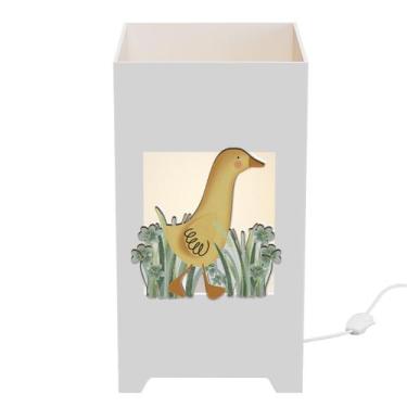 Imagem de Abajur Luminária MDF Quarto Bebê Kit Higiene Patinhos - Neném na Nuvem