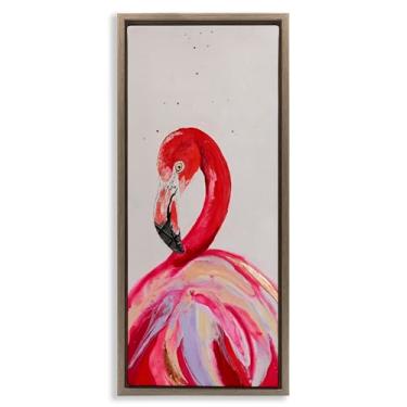 Imagem de Stupell Industries Design moderno de arte de parede em tela flutuante marrom com olho curvado flamingo curvado por Stacy Gresell, 28 x 63 cm
