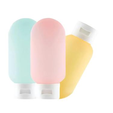 Imagem de Kit Viagem 3 Frascos de Silicone 60ml com Estojo | Potes Refil Portáteis para Shampoo, Condicionador e Cremes | Antivazamento, Reutilizáveis e TSA Aprovado