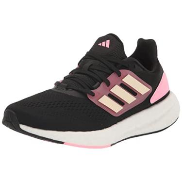 Imagem de adidas Tênis de Corrida Feminino Pureboost 22, Strata Preto/Bliss Laranja/Rosa, 10.5