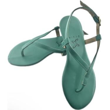 Imagem de Sandalia feminina rasteirinha confortavél luxo couro legítimo feita a mão Dcuir Veneza (Verde, BR, Adulto, Numérico, M, 36)