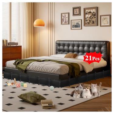 Imagem de Hiflora Bloqueador embaixo da cama para animais de estimação - 30 cm de altura x 632 cm de comprimento, evita que animais de estimação e brinquedos fiquem embaixo dos móveis. Fácil instalação | Design