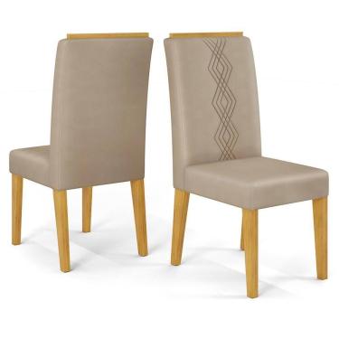 Imagem de Kit 2 Cadeiras De Jantar Estofadas Yasmin Dj Moveis Veludo Kraft Cedro