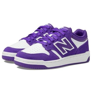 Imagem de New Balance Tênis unissex infantil 480 V1 com cadarço, Prisma roxo/branco, 3.5 Big Kid