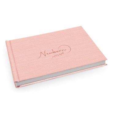 Imagem de Álbum de fotos Ical, encadernação fotolivro autocolante, folhas de papel rígido branco, para 20 fotos 15x21cm horizontal - linha Instalivro - modelo newborn salmão com textura - 755 NEW