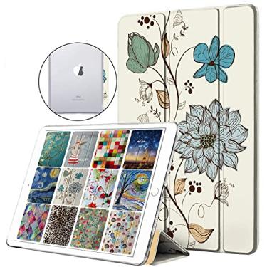 Imagem de DuraSafe Cases Capa traseira transparente para iPad Air 3 2019 10,5 polegadas [Air 3ª geração] A2152 A2123 A2153 A2154 com impressão de três dobras - estampa de flores de lírio