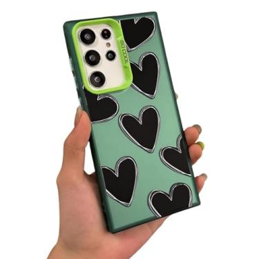 Imagem de Capa traseira rígida e fina de luxo em prata galvanizada com formato de coração (para Samsung S25Plus/verde/preto AX)