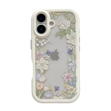 Imagem de FLIRACON Linda capa de telefone rígida transparente com flores de lírio para jardim compatível com capa de iPhone (branca, para iPhone 12 Pro)