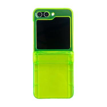 Imagem de Capas de celular com cordão transversal verde fluorescente para Samsung Galaxy Z Flip 6 5 4 3 Z Flip5 ZFlip5, capa traseira para inserir cartões, YGGreen, para Z Flip 5