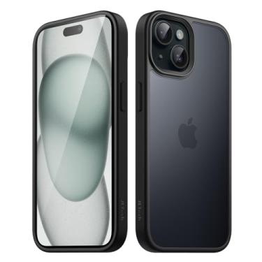 Imagem de JETech Capa Fosca para iPhone 15 6,1 Polegadas, Proteção Contra Quedas de Grau Militar à Prova de Choque, Case Traseira Translúcida Fosca para Telefone, Capinha Anti-Impressão Digital (Preto)