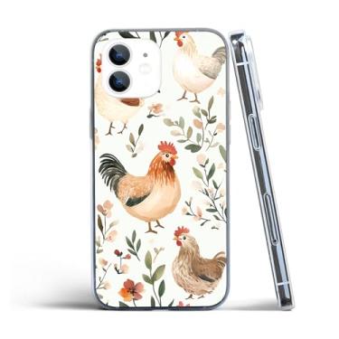 Imagem de HONGZAOQIYE Capa compatível com iPhone 11, arte minimalista galinha slim fit TPU macio à prova de choque capa protetora transparente presente para mulheres meninas