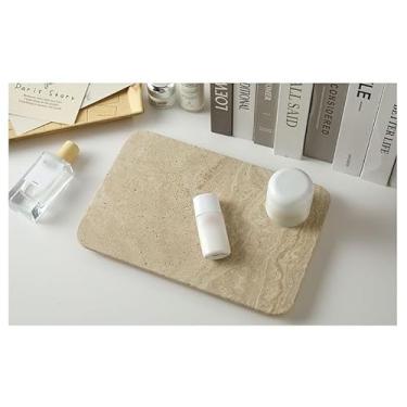 Imagem de Tábua de charcutaria travertino natural feita à mão, prato de sobremesa e bandeja de servir, decoração rústica de casa de fazenda para cozinha, mesa de café ou banheiro, superfície texturizada