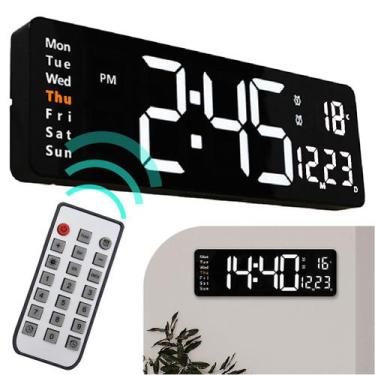 Imagem de Relógio De Parede Digital LED De Mesa Parede Com Controle Remoto Calen