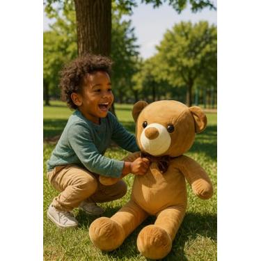 Imagem de Urso de Pelúcia Gigante com Laço e Gravata, 100 cm, Tecido Macio, Branco (Gravata)