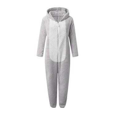 Imagem de Fiocias Pijama macacão feminino, fantasia de cosplay para festa de Halloween em ambientes fechados, Gray L