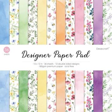 Imagem de Desecraft Papel decorativo floral para scrapbooking, 30,5 x 30,5 cm, para fazer cartões, origami, texturizado, decorativo, scrapbook, materiais