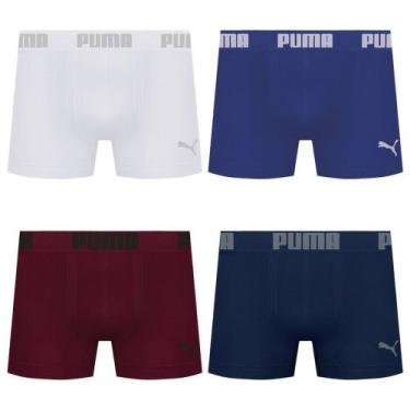 Imagem de Kit 4 Cuecas Puma Boxer Sem Costura Masculina, Azul, Marinho, G