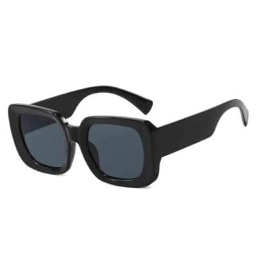 Imagem de Óculos de sol vintage da moda, feminino, luxuoso, retangular, grande, para áreas externas, masculino, UV400 (preto, cinza)