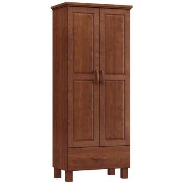 Imagem de Guarda Roupa Solteiro 2 Portas 1 Gaveta Madeira Maciça Selena F06 Imbu