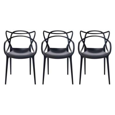 Imagem de Kit Com 3 Cadeira Allegra Masters Polipropileno Sala Cozinha Jantar Em