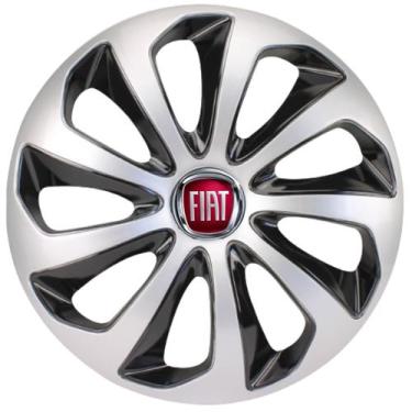 Imagem de Jogo Calota Esportiva Velox Prata Preto Fiat Uno Aro 13 - ELITTE MOTOR