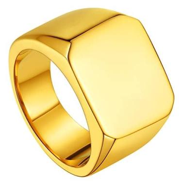 Imagem de ChainsHouse Anel de motociclista de aço inoxidável polido sólido para homens e mulheres, aço inoxidável 316L/banhado a ouro 18 quilates, gravação de texto/foto personalizada, tamanho