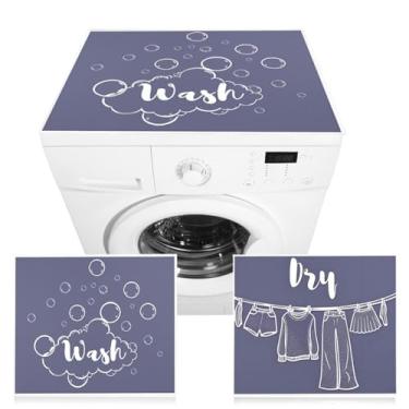 Imagem de Esamploe Tapete de bancada para lavadora e secadora, tapete de indicador de secagem rápida à prova de poeira, capa protetora antiderrapante para lavanderias e cozinhas (azul claro)