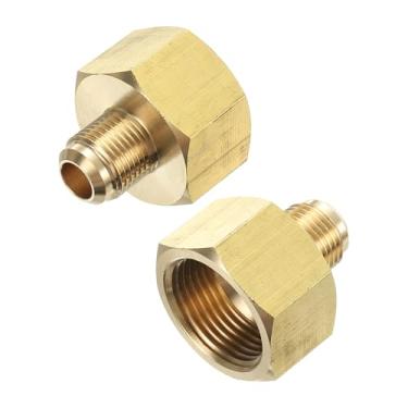 Imagem de YELARXI Adaptador de gás de acoplamento de tubo flare de latão, alargador macho de 9,5 cm x conector de tubo de rosca SAE fêmea de 3/10.2 cm, adequado para churrasqueiras automotivas HVAC de ar