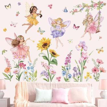 Imagem de Adesivos de parede wondever Fairy Flower Elves Wildflower Sunflower