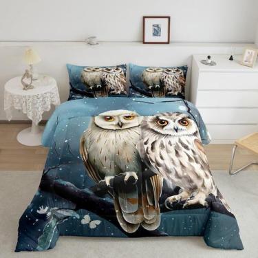 Imagem de Conjunto de roupa de cama Feelyou Owl para crianças 3D Animal Queen Si